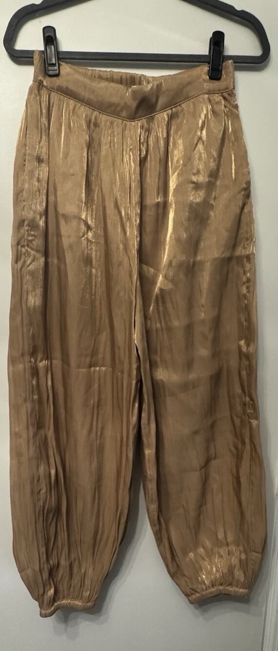Anthropologie Maeve Shiny Balloon Pants Size S Gold